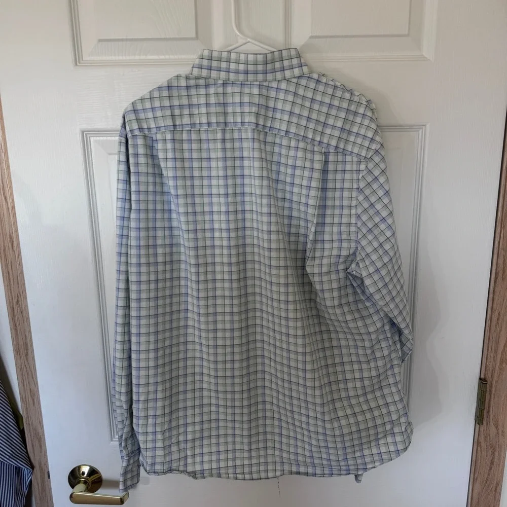 Tommy Hilfiger Mens Plaid All-Season Stretch Regular Fit Shirt Blue Green Large - Picture 6 of 8